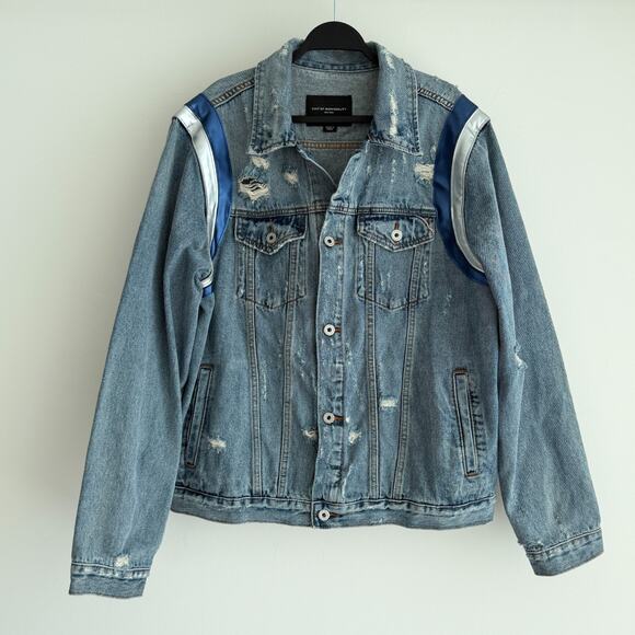 Cult of Individuality Denim Jacket Mens XXL No Saints Without Sinners Distressed - Picture 2 of 11